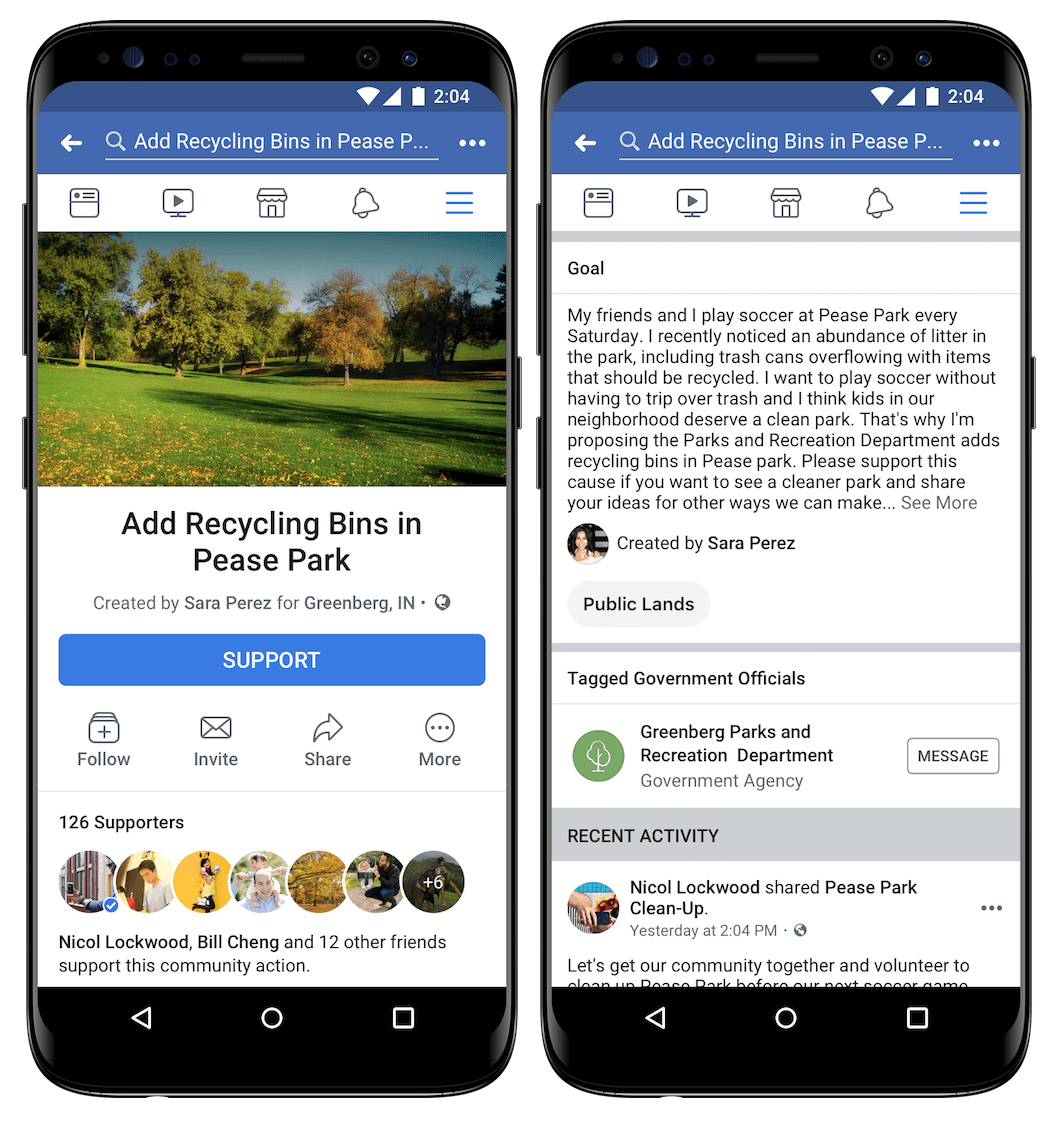 Facebook Community Actions