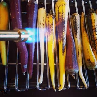blowtorching peppers
