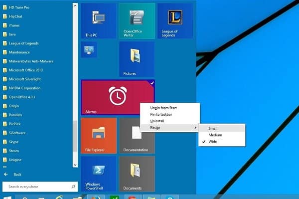 Customize Start Menu Windows 10