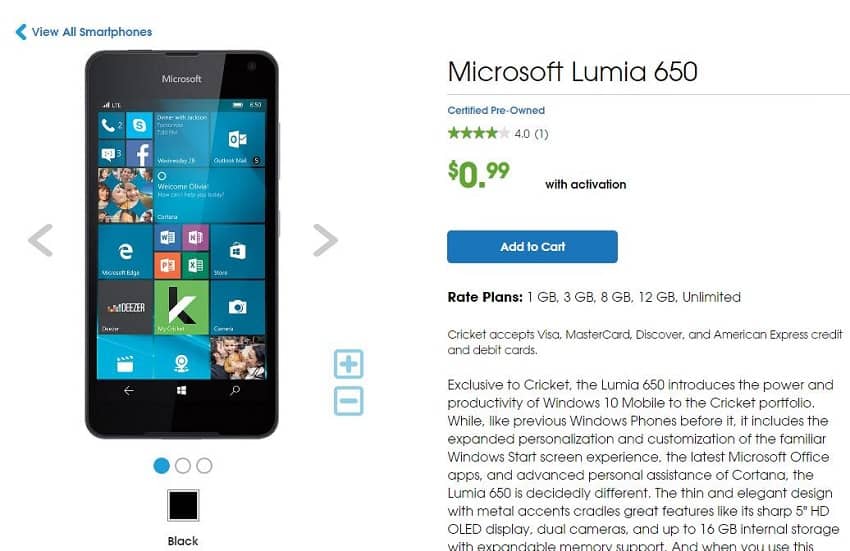  Lumia 650
