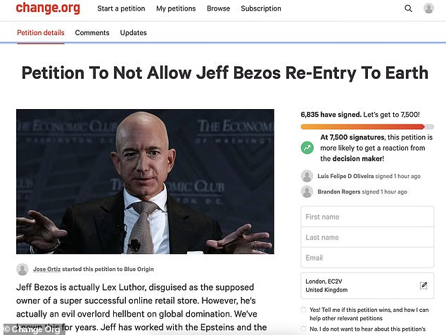 Jeff Bezos Υπογραφές ταξίδι διάστημα