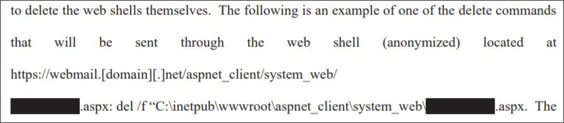 εντολή για την απεγκατάσταση των web shells από τους παραβιασμένους servers