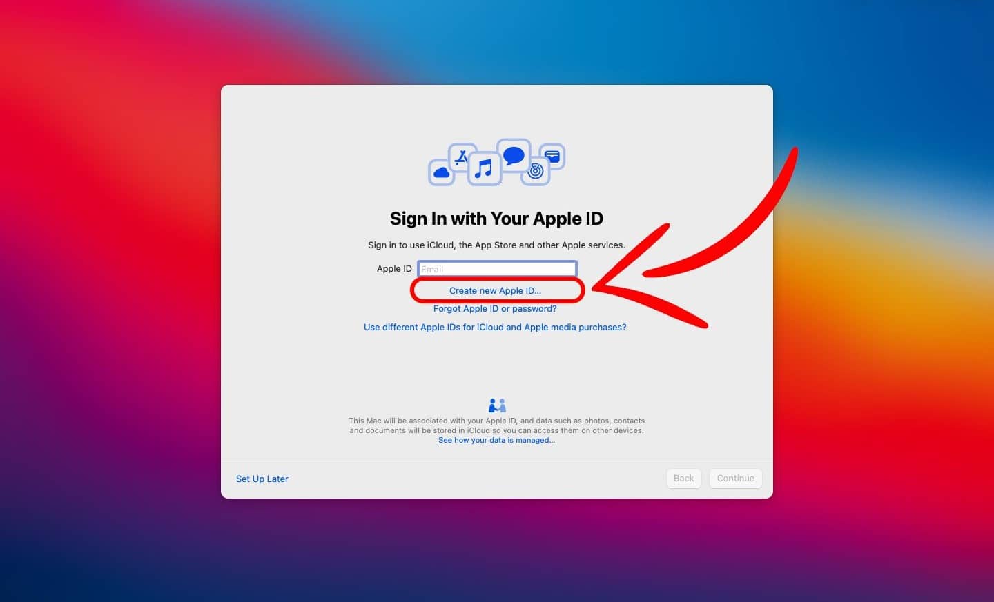 Apple ID set up:- iCloud account
