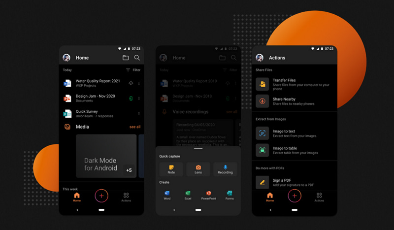 Microsoft Office Android dark mode