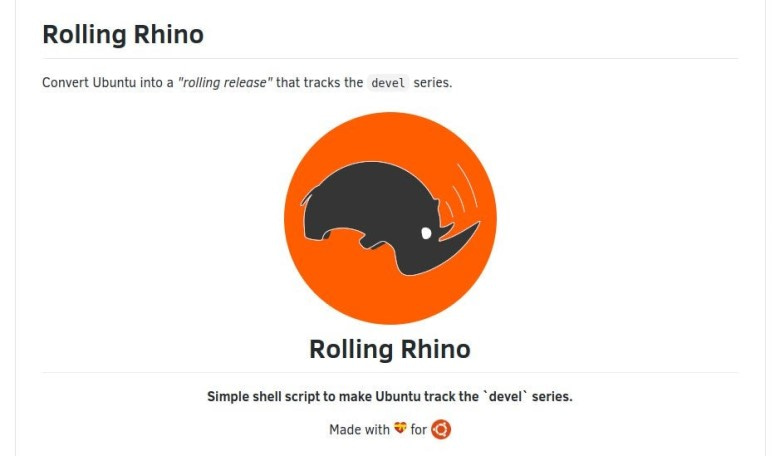 Rolling Rhino: Εργαλείο δημιουργίας Rolling διανομών του Ubuntu